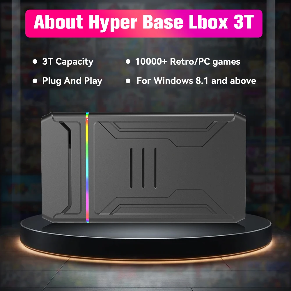 Hyper Base Launchbox 3T Hard Drive With 10000+ Retro/PC Games Plug&Play Gaming HDD Emulators For XBOX/PS4/Switch/PS3/PS2/Wii/N64