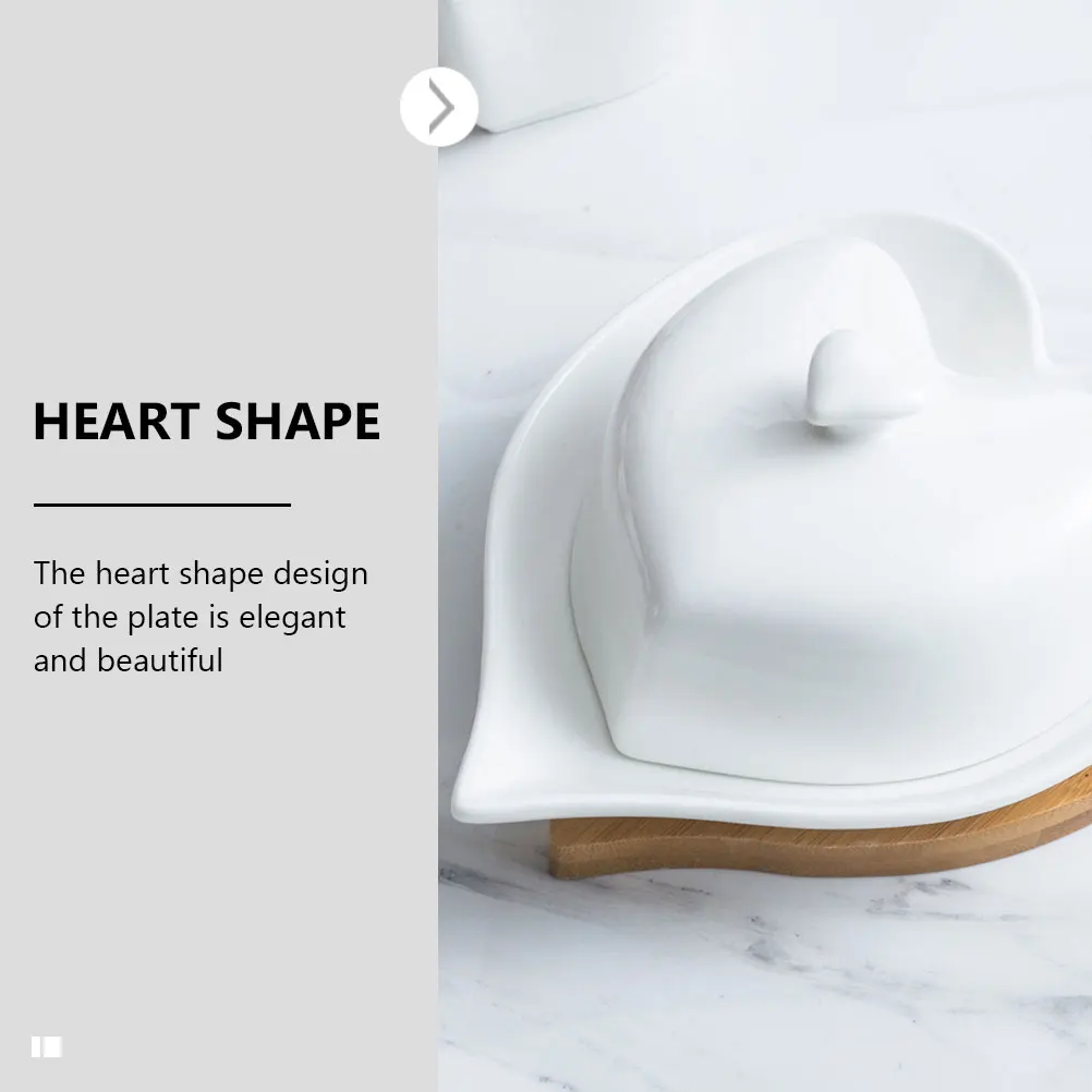 

1 Set Ceramic Butter Dish Heart Shaped Food Storage Plate Decorative Dessert Tray Household Tableware Kitchen Bar Accessories