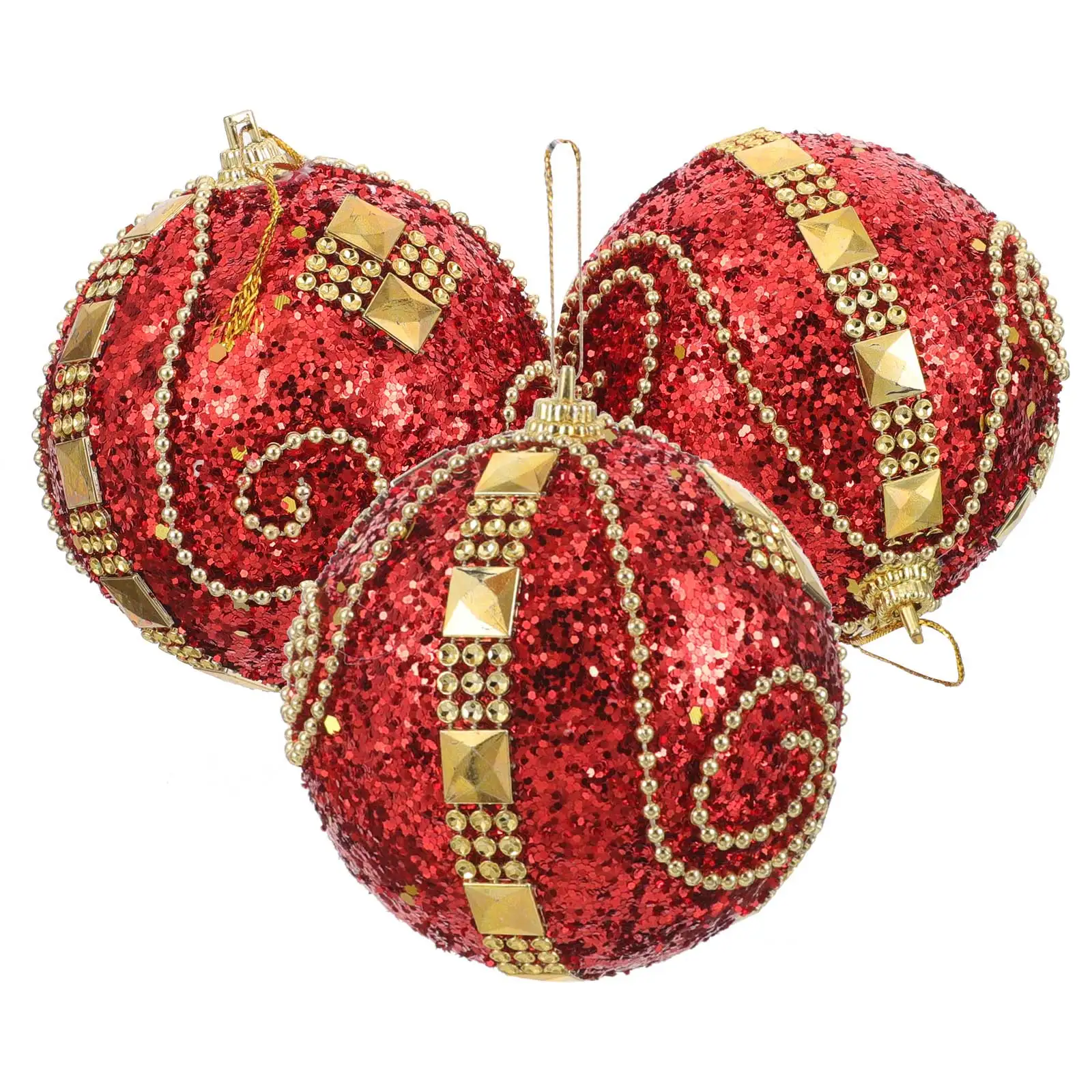 

3 Pcs Red 8CM Foam Ball Hanging Decoration Christmas Tree Pendants Xmas Balls Holiday Ornaments