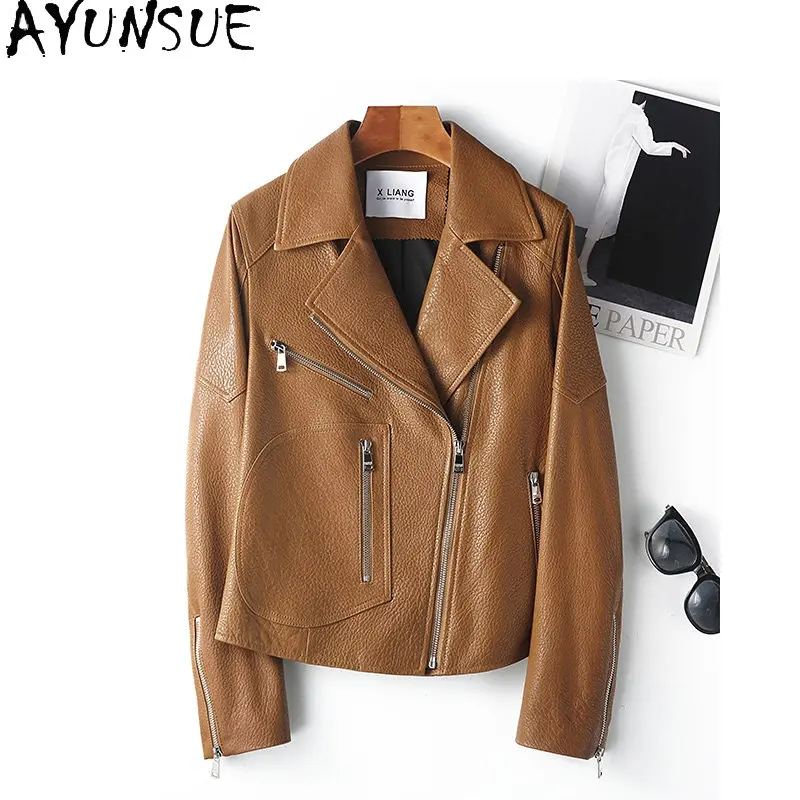 

AYUNSUE Real Leather Jacket Women New 2023 Short Genuine Sheepskin Leather Jackets Korean Style Leather Coat Jaqueta De Couro