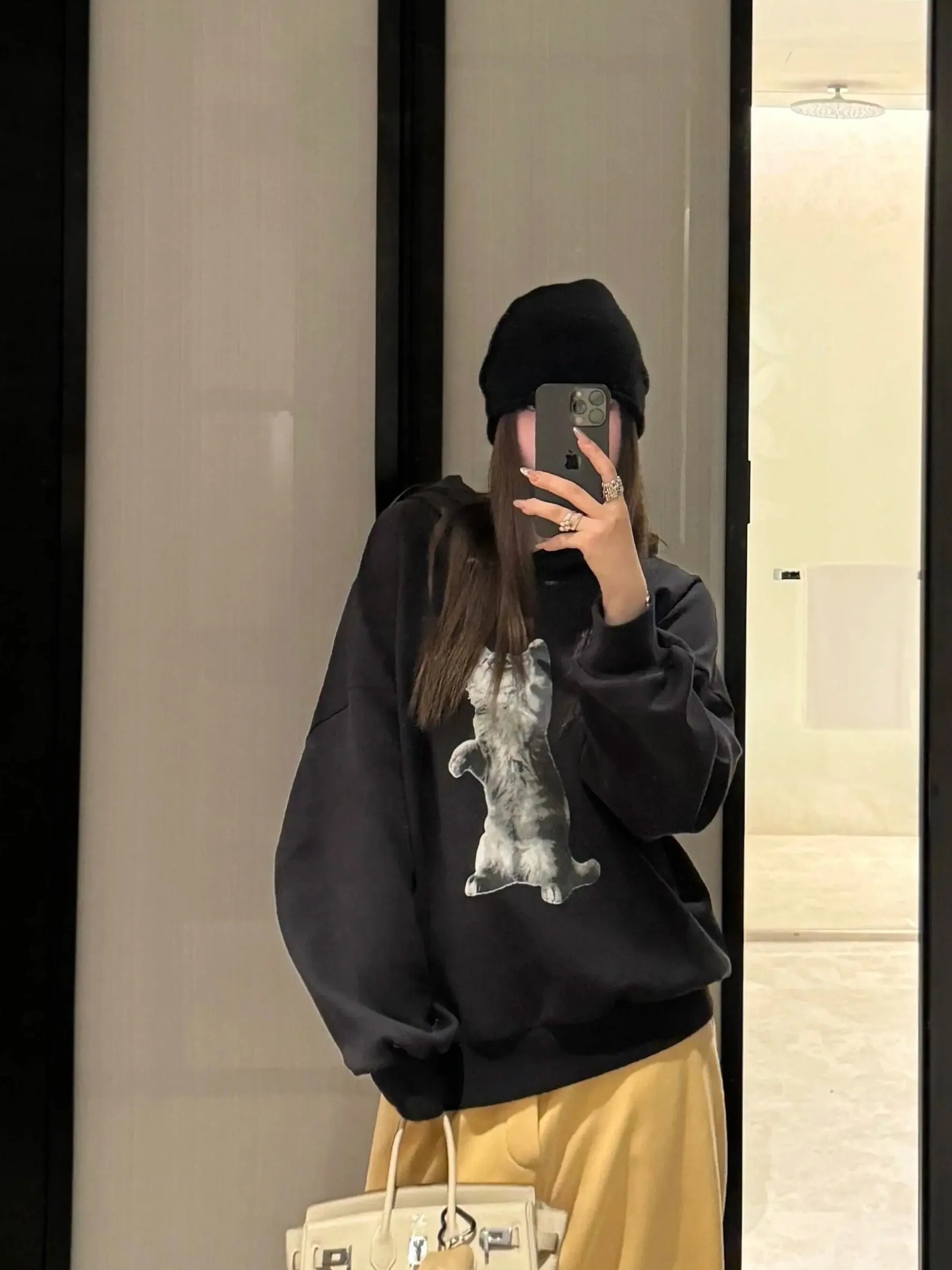 Dongjin Hot Korean Sle Lazy  Print Loose Fit Hoodie Pure Cotton Casual Top Women's Faion Spring Autumn Winter Streetwear