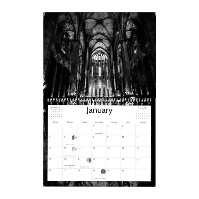 2025 Wall Gothic Calendar 2025 Gothic Wall Calendar Monthly Calendar Victorian Flower Spiral Planner Calendar Wall Art For Home