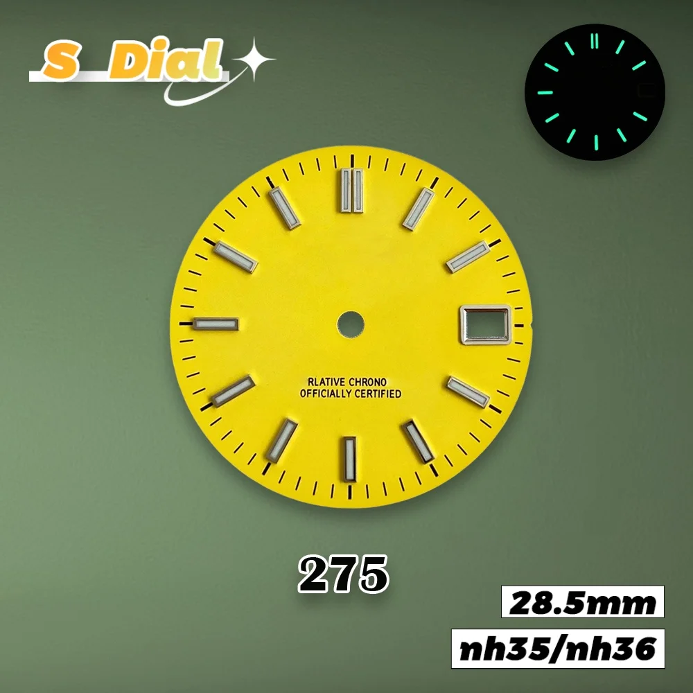 جديد 28.5 مللي متر S شعار journa-l أشعة الشمس الهاتفي صالح NH35/NH36/4R/7S اليابان حركة الأخضر مضيئة ساعة تعديل الملحقات #2