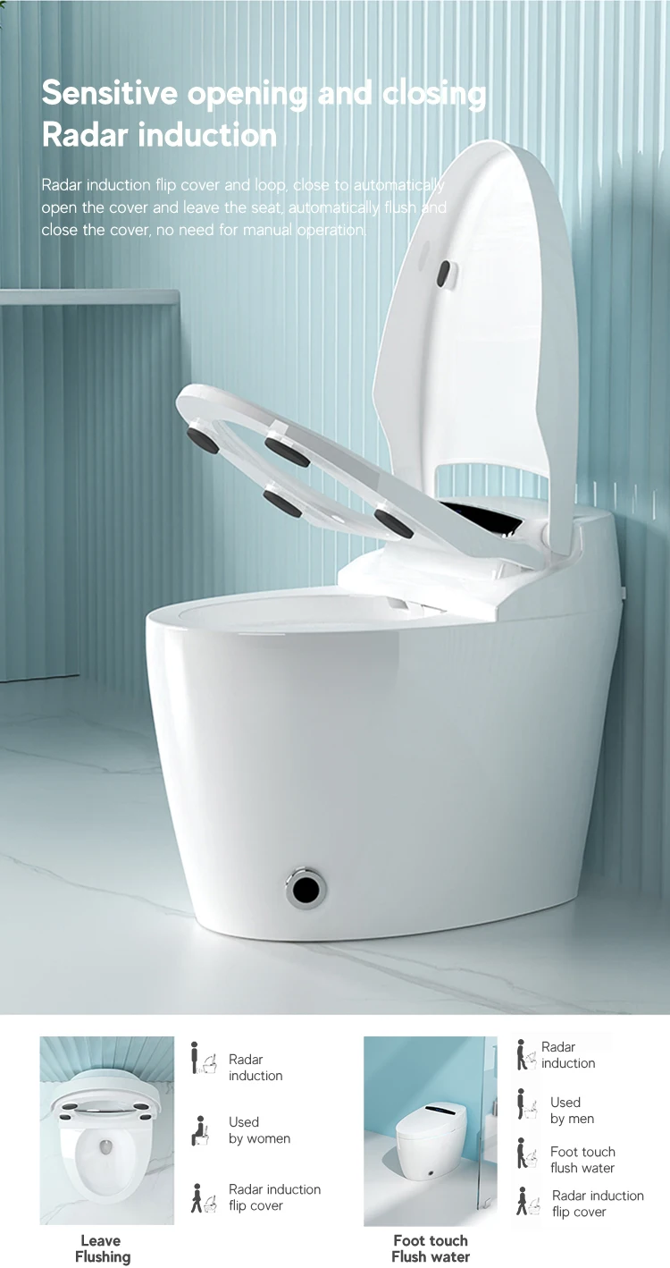 Intelligent Smart Toilet Remote Control Automatic Heated Seat Dual-Flush Floor Mounted Bidet Smart Toilet