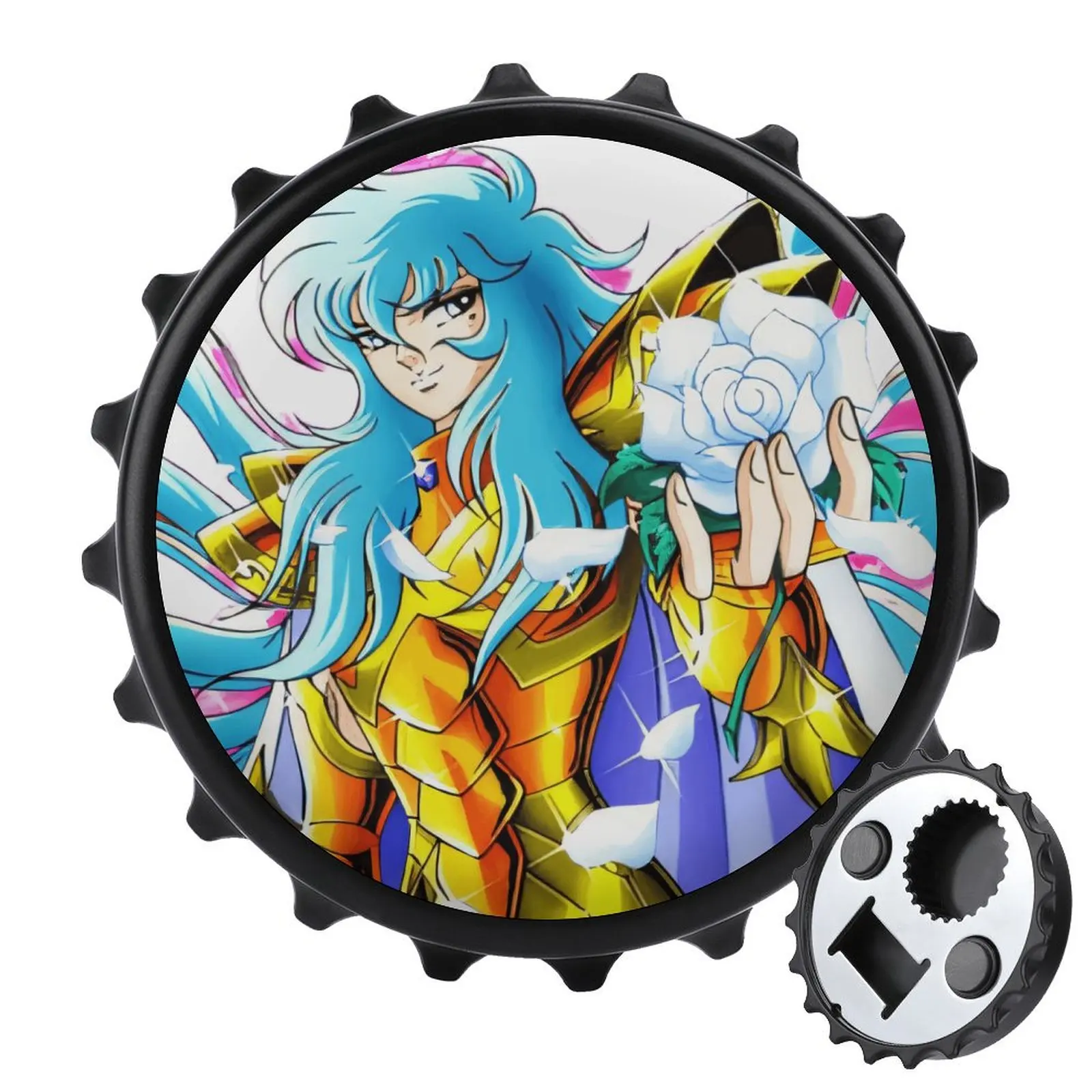 

Refrigerator Magnet Bottle Opener Magnetic Attraction Alloy Material Saint Seiya Knights of The Zodiac Goods Pisces Aphrodite