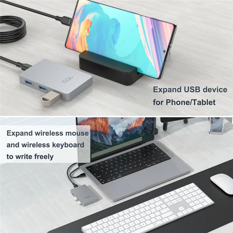 

Док-станция Well Made-Type-C из алюминиевого сплава USB3.2 Gen2 10 Гбит/с с многофункциональным концентратором расширения зарядки PD 100 Вт