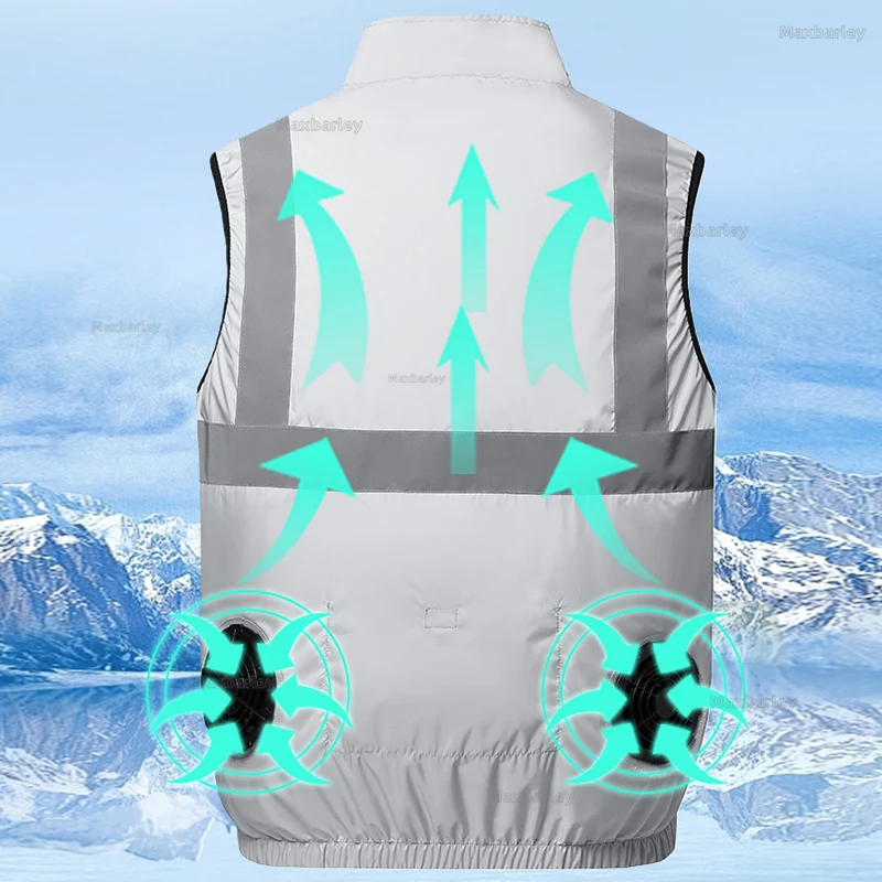 

Men Fan Function Vest Summer USB Smart Air Conditioning Cooling Clothes Worker Camping Fishing Heat Protection Sleeveless Jacket