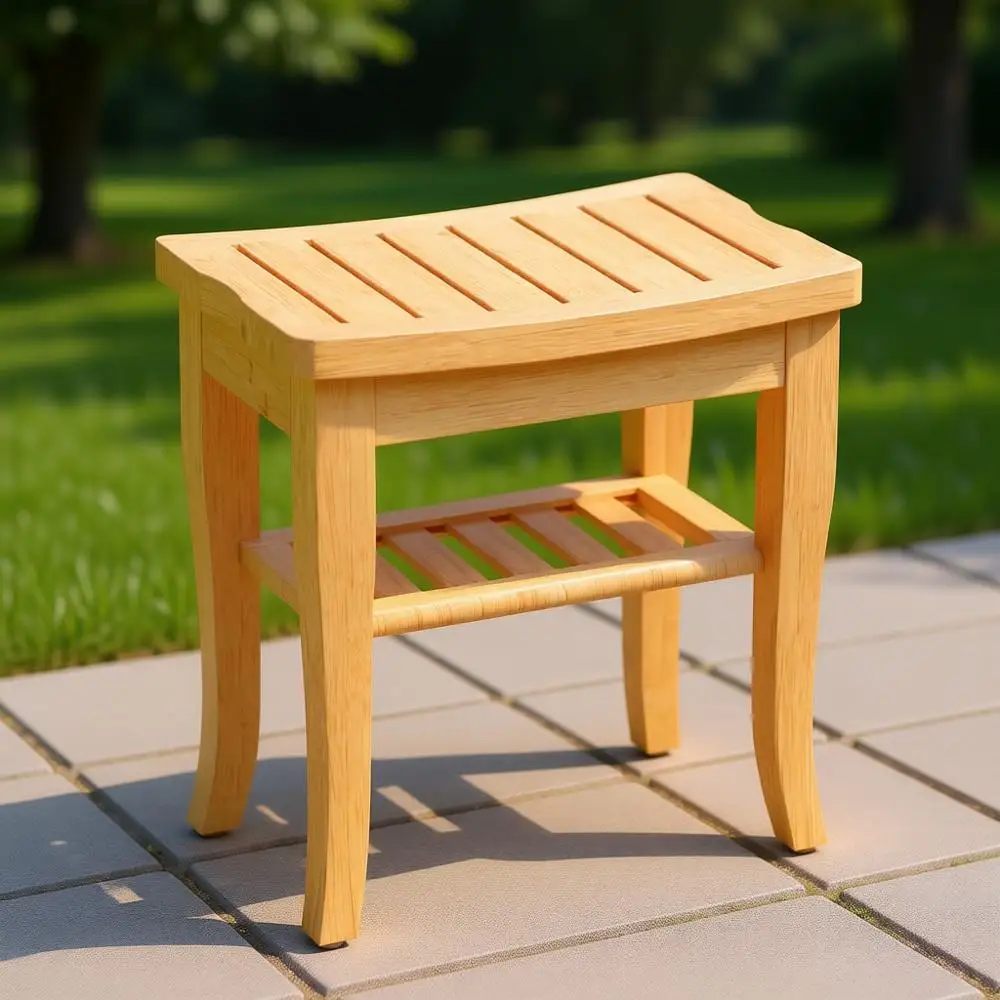 

Прочная бамбуковая скамья для душа с местом для хранения, для использования в помещении и на улице, идеально подходит для взрослых и пожилых людей