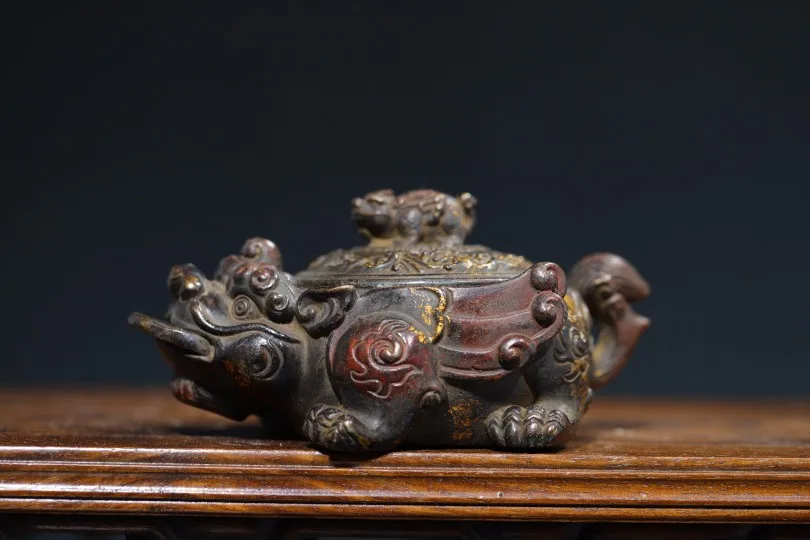 

Pure copper, old spotted copper, gold painted ornaments, golden toad, incense burner, tray tower, incense burner, home shop, sup
