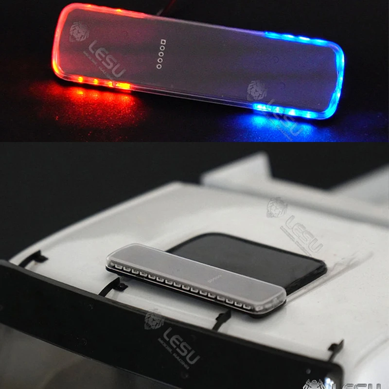 LESU For 1/14 Tamiya tractor truck toy CAB top LED red and blue variable mode warning light S-1311