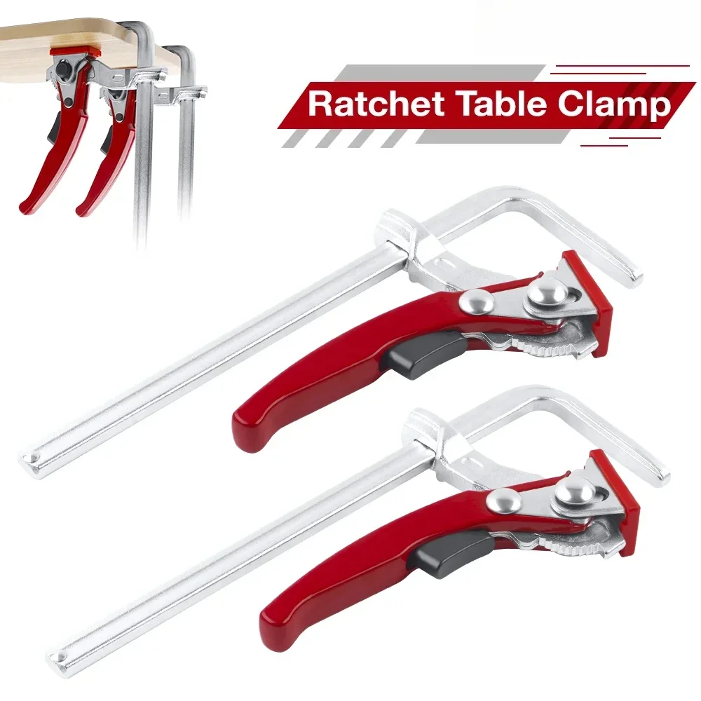 Quick Release Ratchet Guide Rail Clamp Carpenter F Clamp Heavy Duty Track Clamp with Anti-Slip Pad for MFT Table & Guide Rail