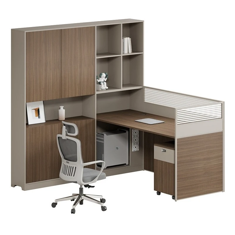 E0 environmental protection financial desk staff table combination supervisor table with high cabinet accounting screen