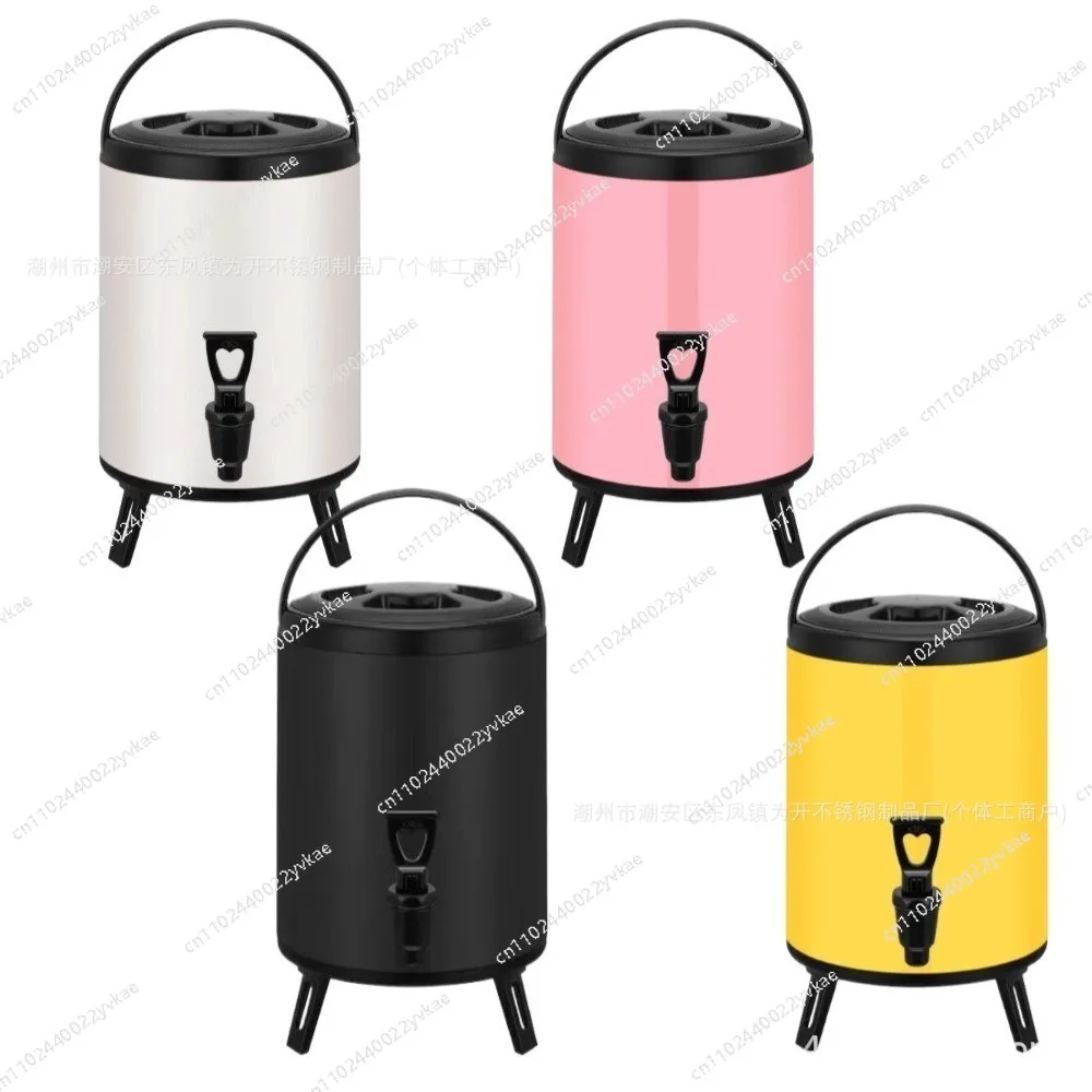 

18L color stainless steel milk tea bucket foam insulation soy milk bucket hot and cold double use juice tripod drink dispenser