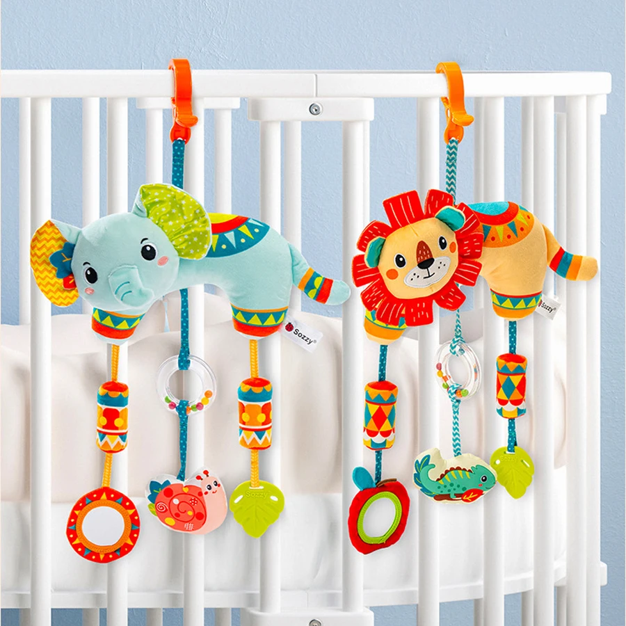 Giocattolo per bambini Seggiolino auto Passeggino Giocattoli Appesi Culla di peluche Campana colorata Morbidi sonagli sensoriali per bambini Massaggiagengive per bambini 0-12 mesi Regali