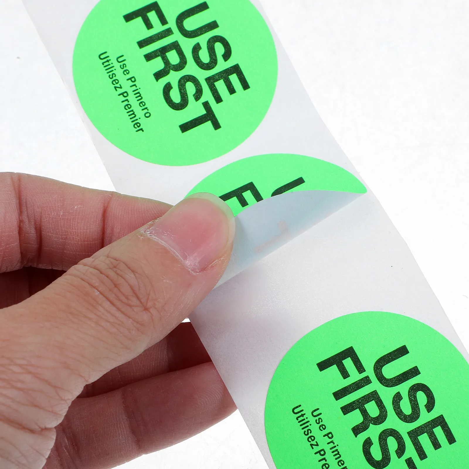 Light Green Use First Inventory Control Labels Round Removable Food Storage Organizer Stickers Food Service Kitchen