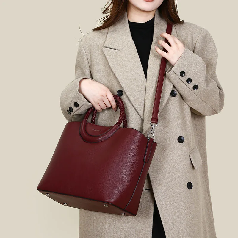 سعة كبيرة النساء بولي PU حقائب يد جلدية 2 قطعة مجموعة حقائب كتف عادية أنثى حمل حقيبة ساع للنساء حقيبة كروسبودي