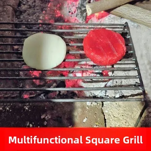 Outdoor Camping High-legged BBQ Grill Iron Frame Pork Cow Hoof Roasting Stool Square BBQ Grill for Home Use And Camping