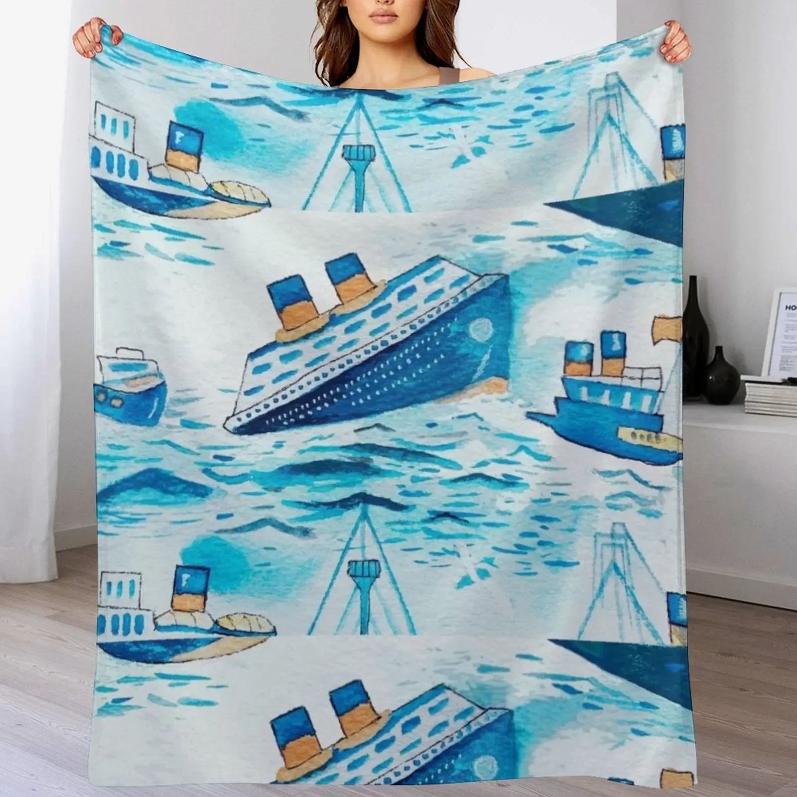 

Ferry boats scrub cap Throw Blanket Warm valentine gift ideas Luxury St Flannel Fabric Blankets