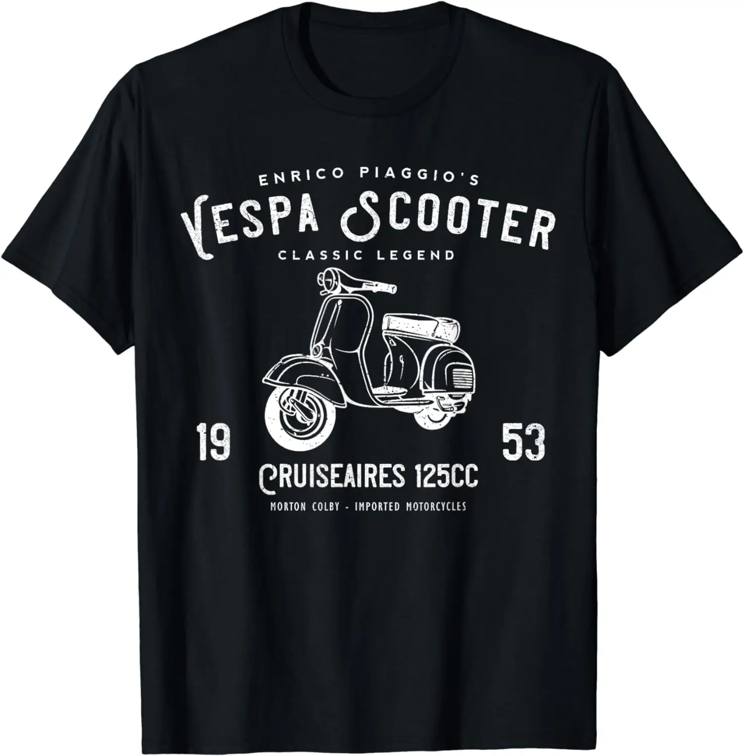 Vintage Piaggio Scooter 1953 125cc T Shirt Original Design 100% Cotton Streetwear High Quality