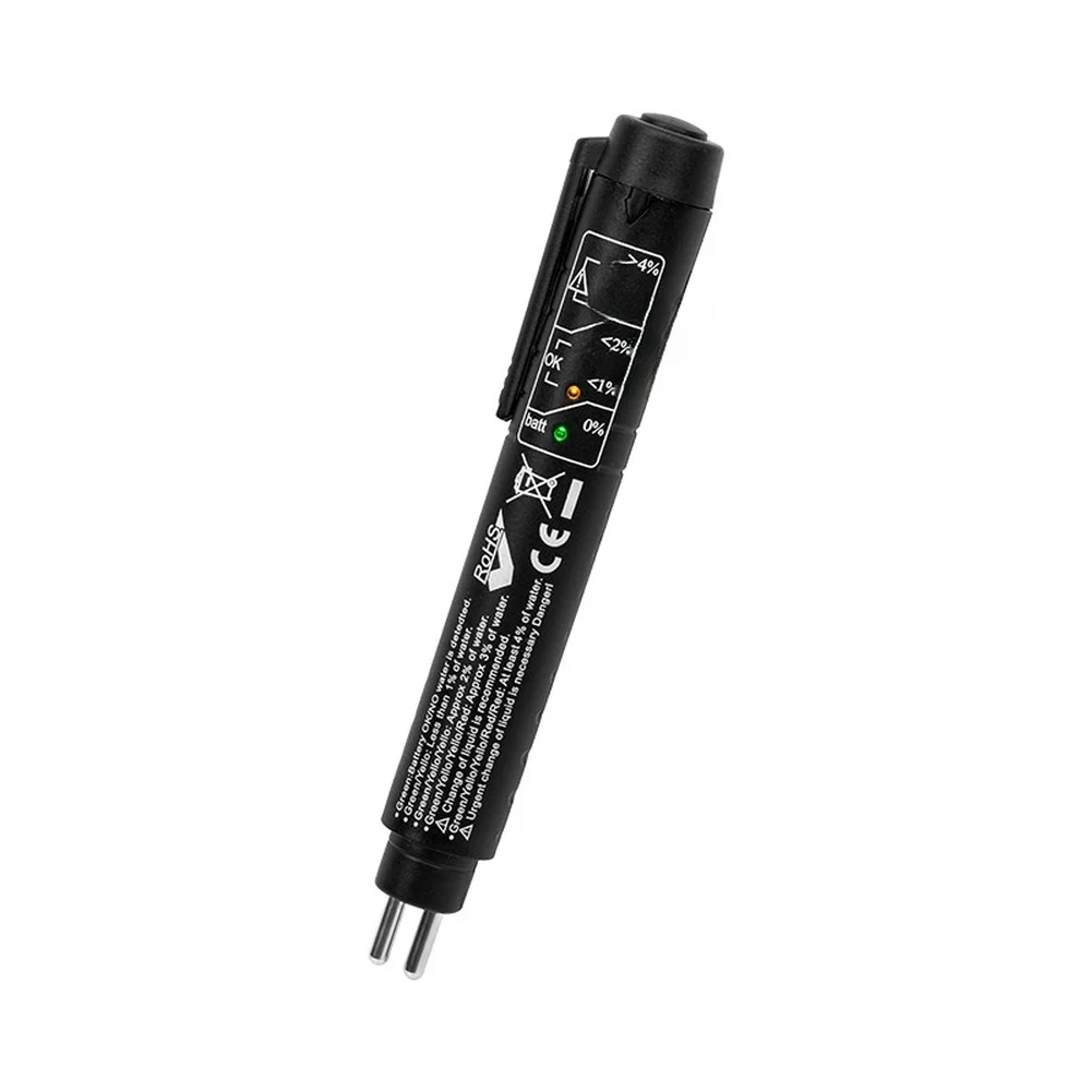 Professional Brake Oil Tester Pen with 5 LED Indicators High Precision Metal Probe for Moisture Detection in Brake Fluid