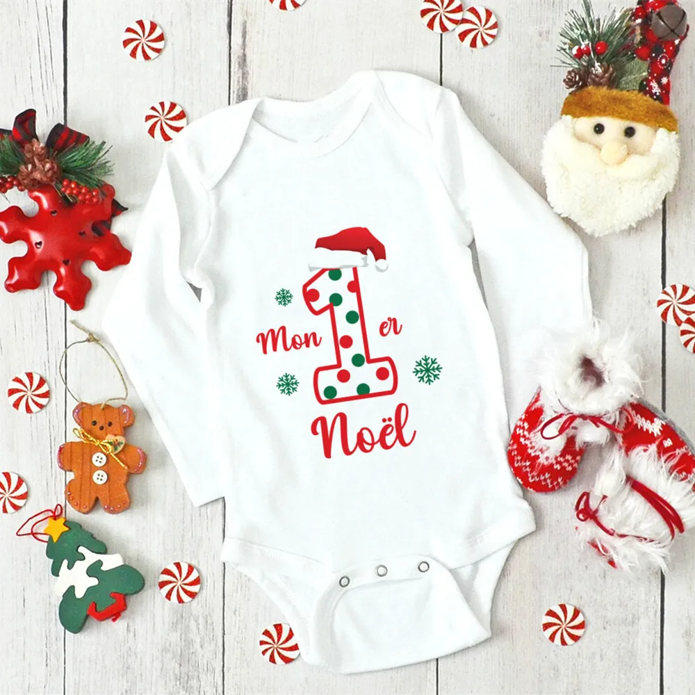 My First Christmas Toddler Infant Baby Rompers Merry Christmas Santa Cute New Year Clothes Mon 1er Noël Jumpsuit Xmas Outfit