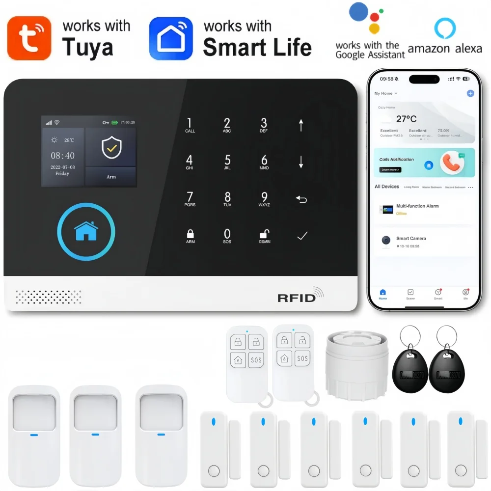 

Система сигнализации 4G WiFi для безопасности и защиты дома, совместимая с Tuya и Alexa, комплект умной автоматизации дома с датчиком движения
