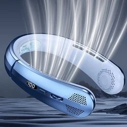 Fan 3000mA Portable Mini Hanging Neck Fan Bladeless Neckband Fan Digital Display Power Air Cooler USB Rechargeable Electric Fans