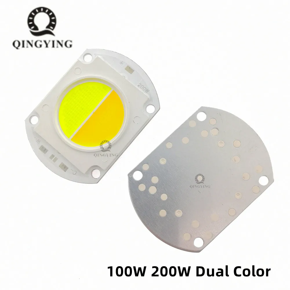 dual color high power led cob chip branco quente frio holofote ao ar livre lampada holofote 100w 200w 3236v 3000k 6500k pcs 01