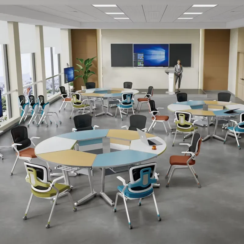 Mesh folding training chair with writing board, table board, study table and chair, one office training chair