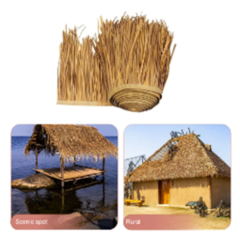 DIY Straw Roof Rug Decor Grass Mat Palm Thatch Roll Deck Decor Decorative Straw Roof Panels Plastic Vegetation