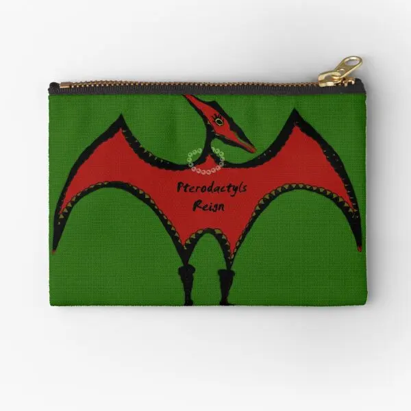 Pterodactyls Reign Green And Cherry  Zipper Pouches Bag Key Men Socks Pure Cosmetic Small Money Coin Wallet Underwear Packaging