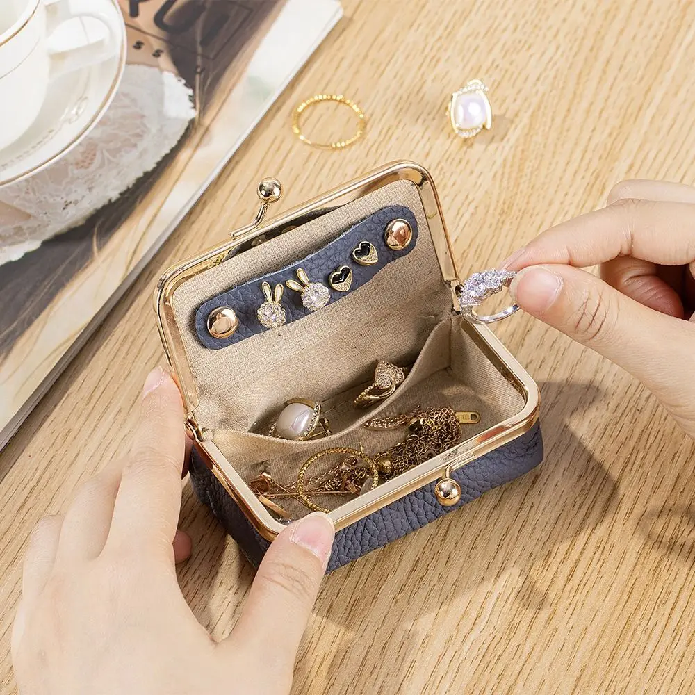 

Портативная кожаная сумка для хранения украшений, изысканная однотонная сумка для помады, многофункциональная водонепроницаемая сумка для мелочей, кольцеразделительная сумка