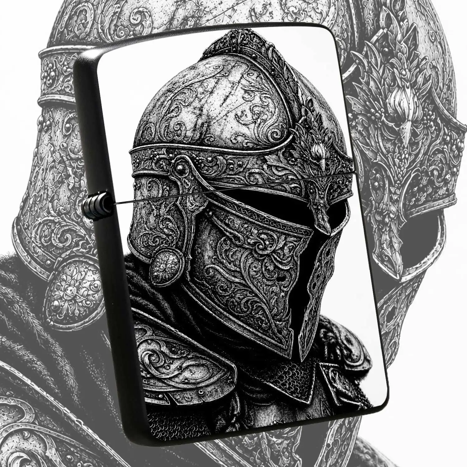 Retro Carved Knight Armor Flip-top Metal Windproof Lighter, Refillable Fuel Portable Classic Collectible, Stylish Trendy Creative Gift for Boyfriends and Friends, Exquisite Engraved Design for Daily Use and Humorous and Fun Lighter
