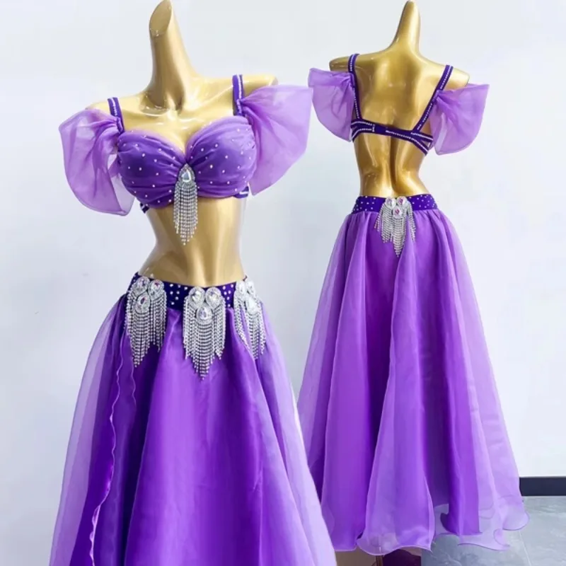 

Customized Eastern Belly Dance Costume Bra Big Swing Long Dress Modern Dance Practice Performance Dress Up