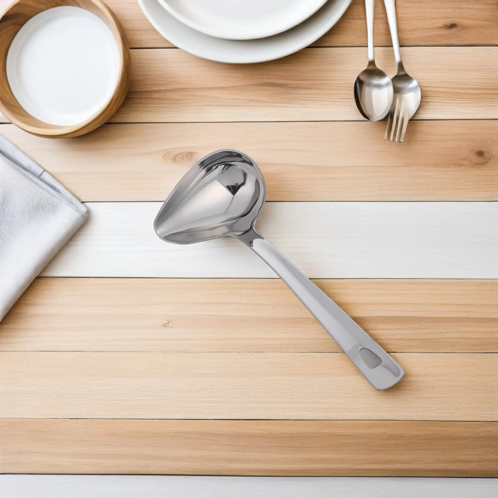 Premium Stainless Steel Gravy Ladle Featuring Ergonomic Handle and Smooth Pour Spout Ideal for Soups Sauces Dressings