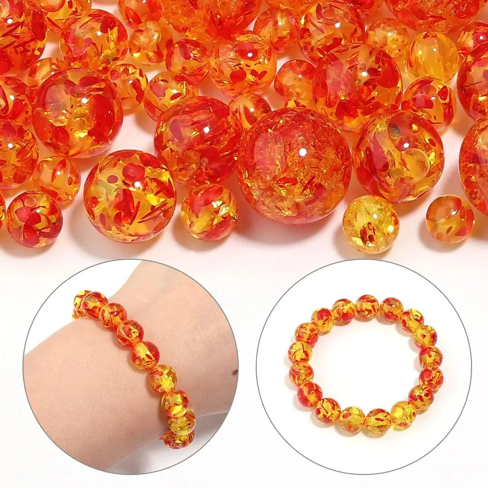5-30pcs/Lot 8-20mm Imitation Amber Color Acrylic Beads Round Loose Spacers Beads for DIY Jewelry Making Bracelets Pendant