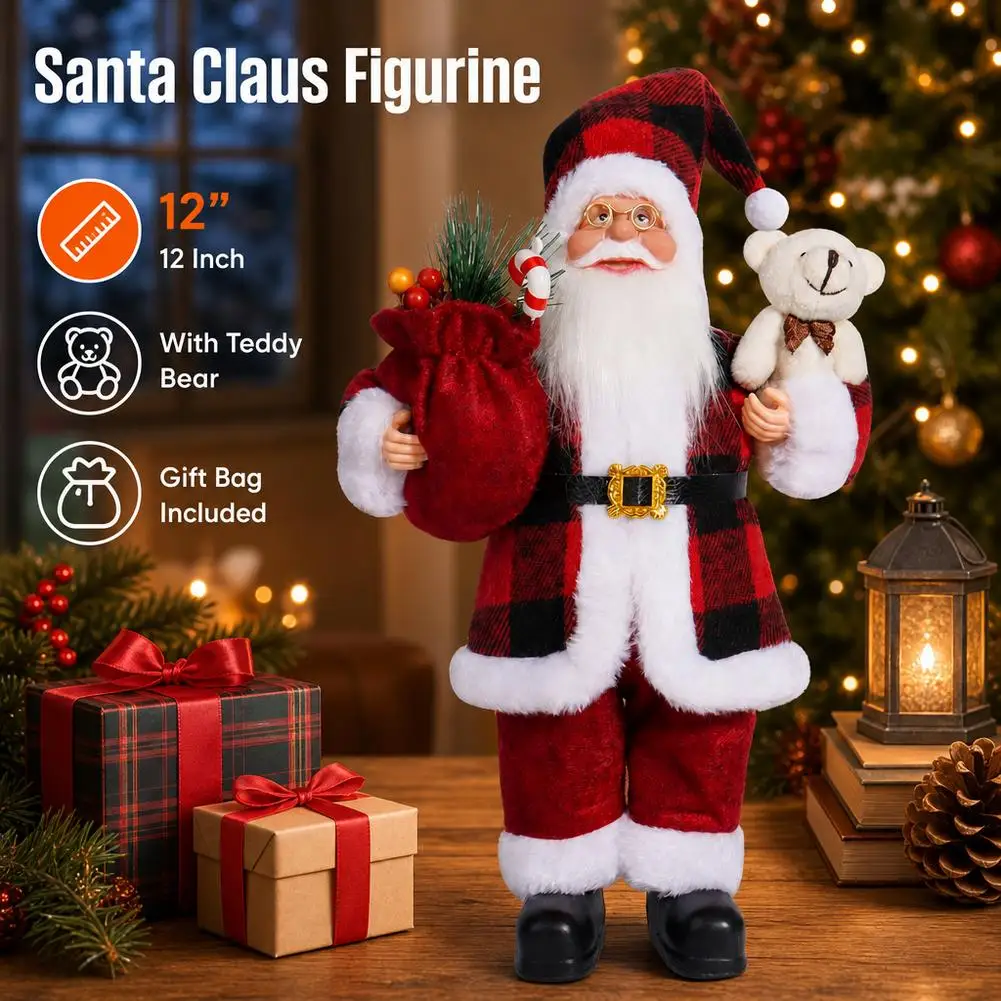 Giant 30cm Christmas Santa Claus Plush Doll Soft Xmas Ornament Xmas Tree Hanging Party Decor Outdoor Garden Home New Year Gift