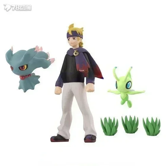 

Bandai Original Scale World POKEMON Johto Region Kotone Bayleef Silver Croconaw Morty Celebi Anime Figures Toys for Kids Gift