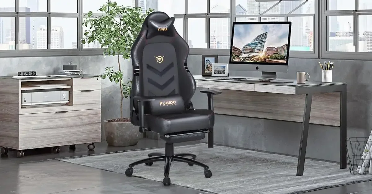 Big and Tall Gaming Chair with Footrest 350lbs-Racing Computer Gamer Chair, Ergonomic High Back PC Chair with Wide Seat, Black