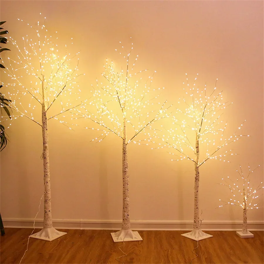 1.5M 1.8M Lighted Birch Tree Christmas twig Trees Fairy Lights Artificial White Birch Tree Garland Lights String Lights