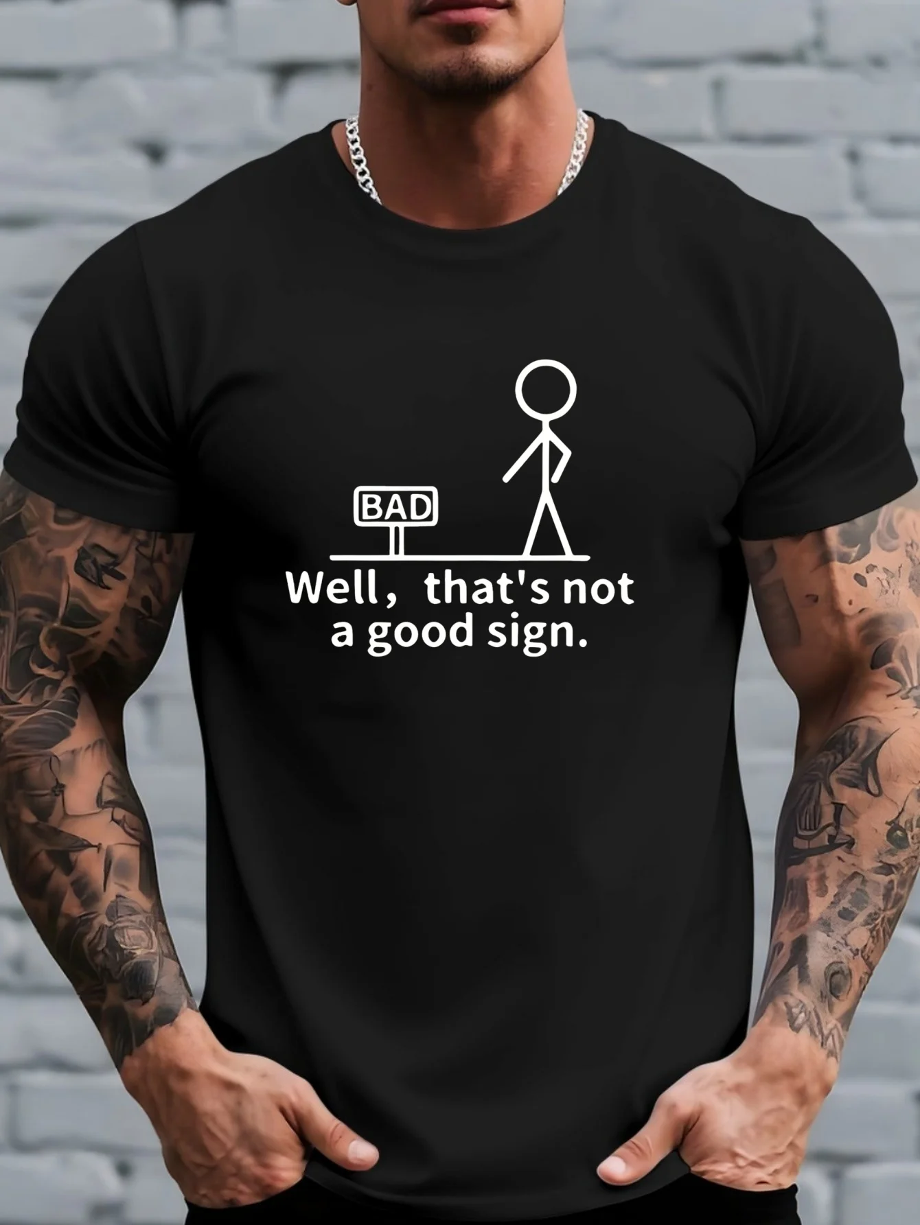 Stickman Meme Graphic Black Humor Letter Pattern Printed T-Shirt Casual Top Men's Graphic T-Shirt Summer Comfortable Breathable Short-Sleeve T-Shirt Fashion Men's Casual Top Summer Fashion Outdoor Short-Sleeve