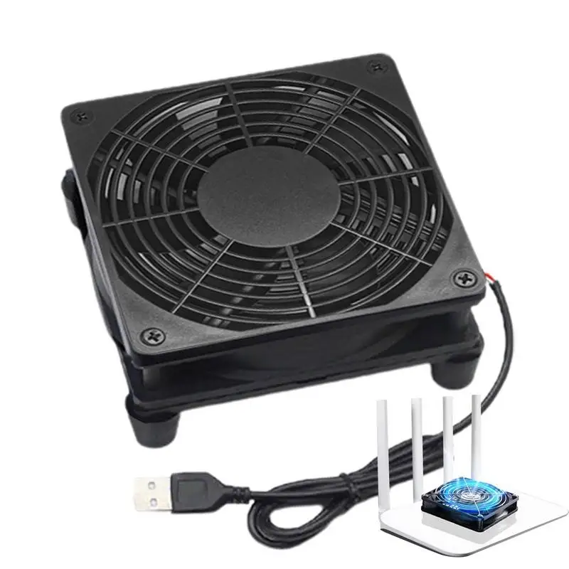 Router Cooling Fan DIY PC Cooler TV Box Wireless Silent Quiet DC 5V USB Power 120mm 240mm Fan 12CM W/Screws Protective Net