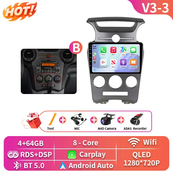 Auto Android Voor Kia Carens UN 2006-2012 5G wifi BT Draadloze Carplay Scherm Radio Stereo Multimedia Speler GPS Navigatie DVD