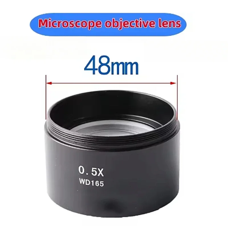 WD165 0.5X WD120 0.7X Microscope trinoculaire Objectif Barlow Zoom Microscopio stéréo Caméra Objectif auxiliaire