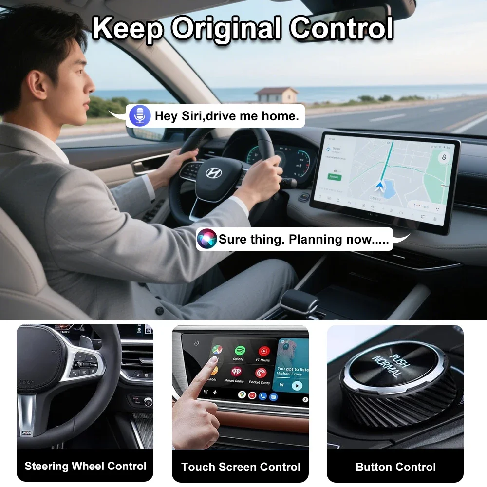 2in1 اللاسلكية CarPlay/أندرويد التوصيل والتشغيل لشركة فولكس فاجن تويوتا نيسان فورد بنز السلكية إلى اللاسلكية للسيارات السلكية المصنع