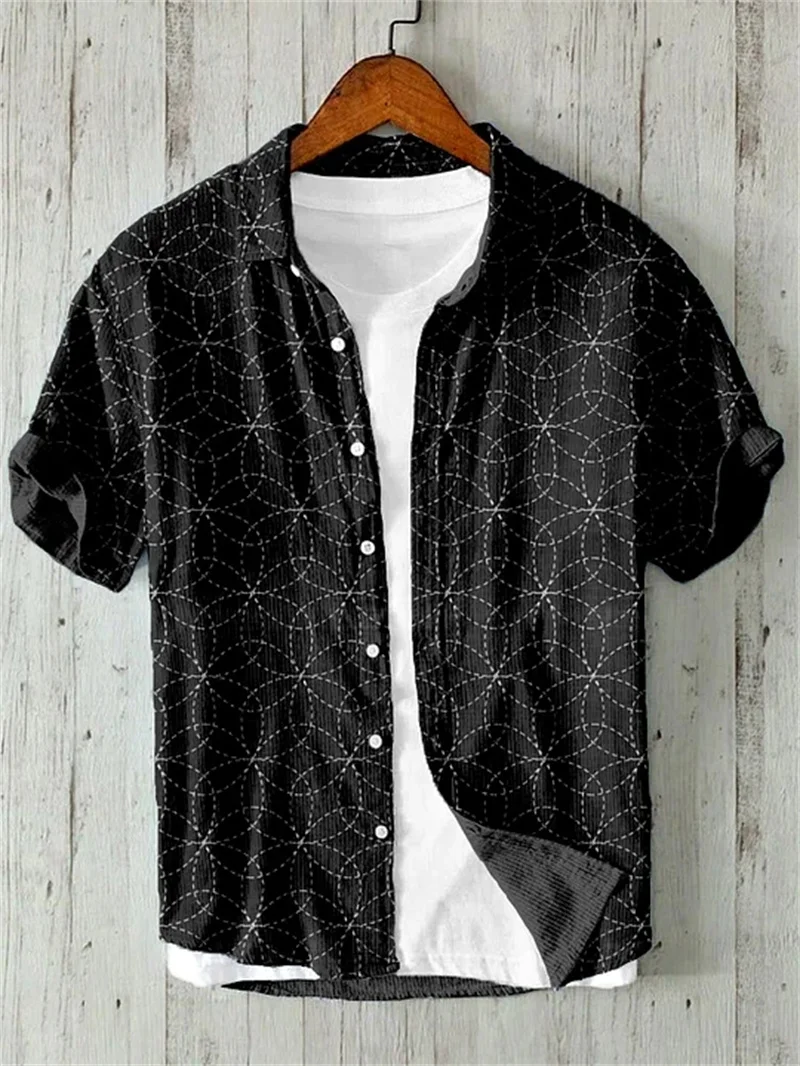 Hawaiian shirt men's shirt T-shirt top boy T-shirt printed short sleeved shirt