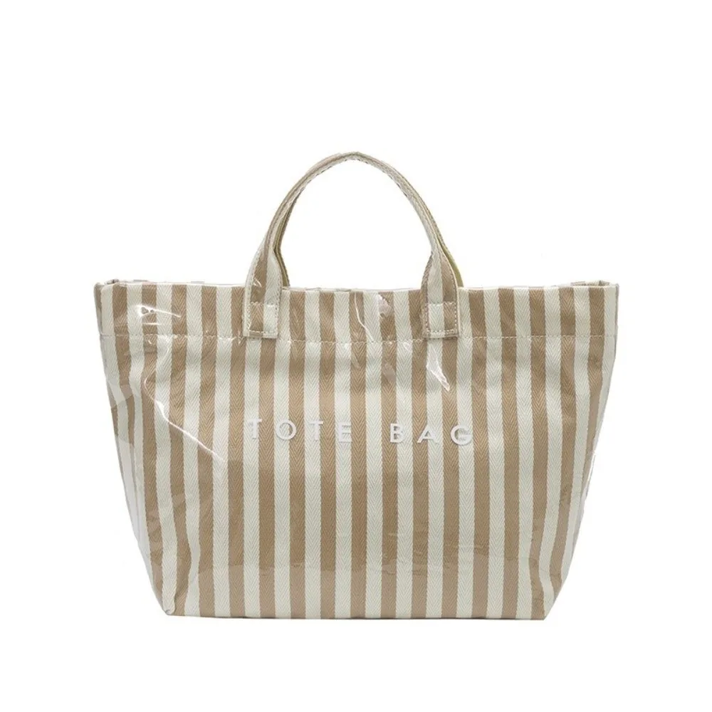 

Waterproof PVC Striped Tote Bag Stripe Letter Print Transparent Jelly Bag Shoulder Bag Tote Pouch Letter Prints Handbags