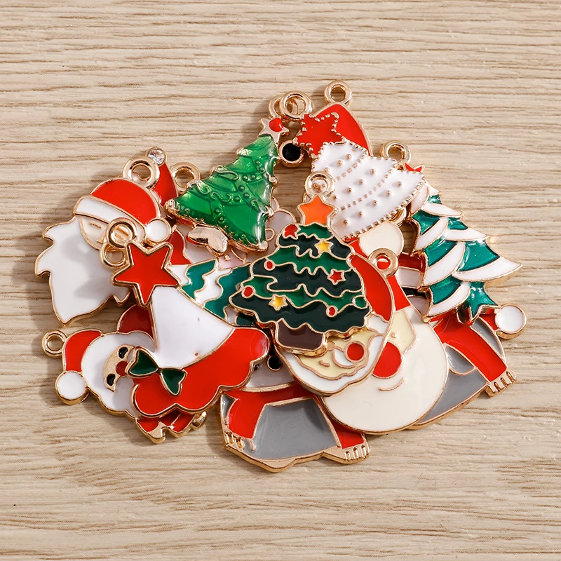 Tusember 20 Stück Niedliche Weihnachtsanhänger Weihnachtsbaum Hirsch Glocke Weihnachtsmann Anhänger für Schmuckherstellung Ohrringe Halskette Geschenke – Detail 1