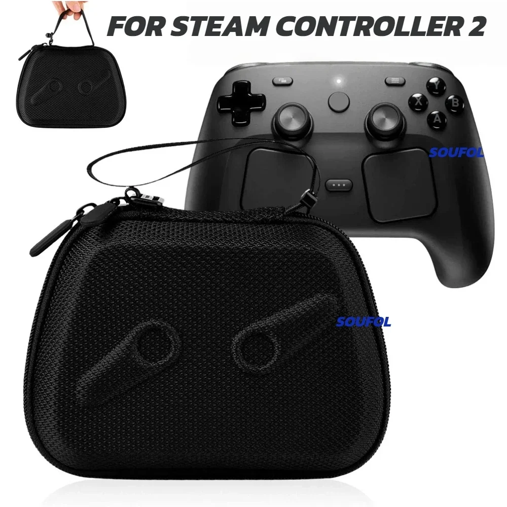 Hard EVA Protective Storage Case for Steam Controller 2 2026, All-Black Shockproof Dustproof Travel Holder Fit Controller Puck