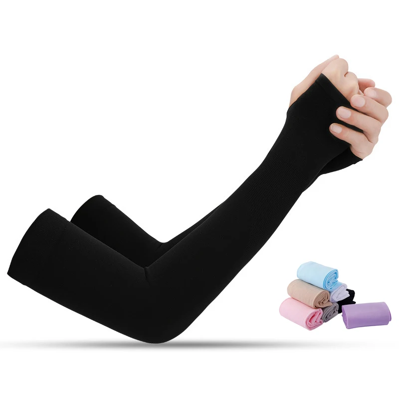 Summer Sun Protection Sleeves Men Women Ice Silk Cycling Driving Cool Arm Warmers Elastic Anti-Sunburn Outdoor Hiking Arm Cover
